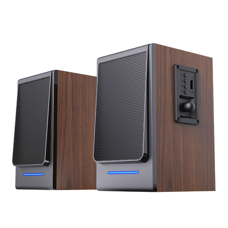 20W Active Accoustic Hi-Fi Bluetooth 2.0Ch Wooden Speaker For PC